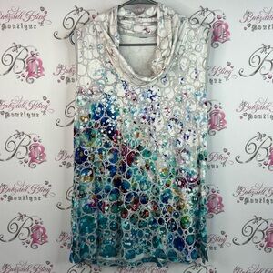 Tank top bubble style abstract blue white grey purple pink Women's Top